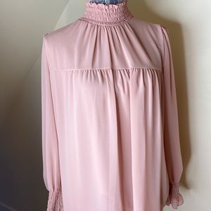 Rose Shirred Neck Cuff Smock Top
